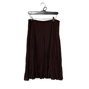 New Directions Brown Pleated Midi Skirt Size L fairy whimsy cottage granny